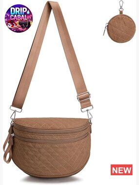 Quilted Bum Bag Crossbody Bag with Removable Pouch Spacious Nylon